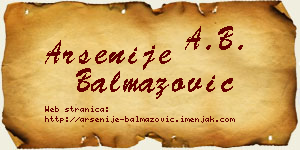 Arsenije Balmazović vizit kartica